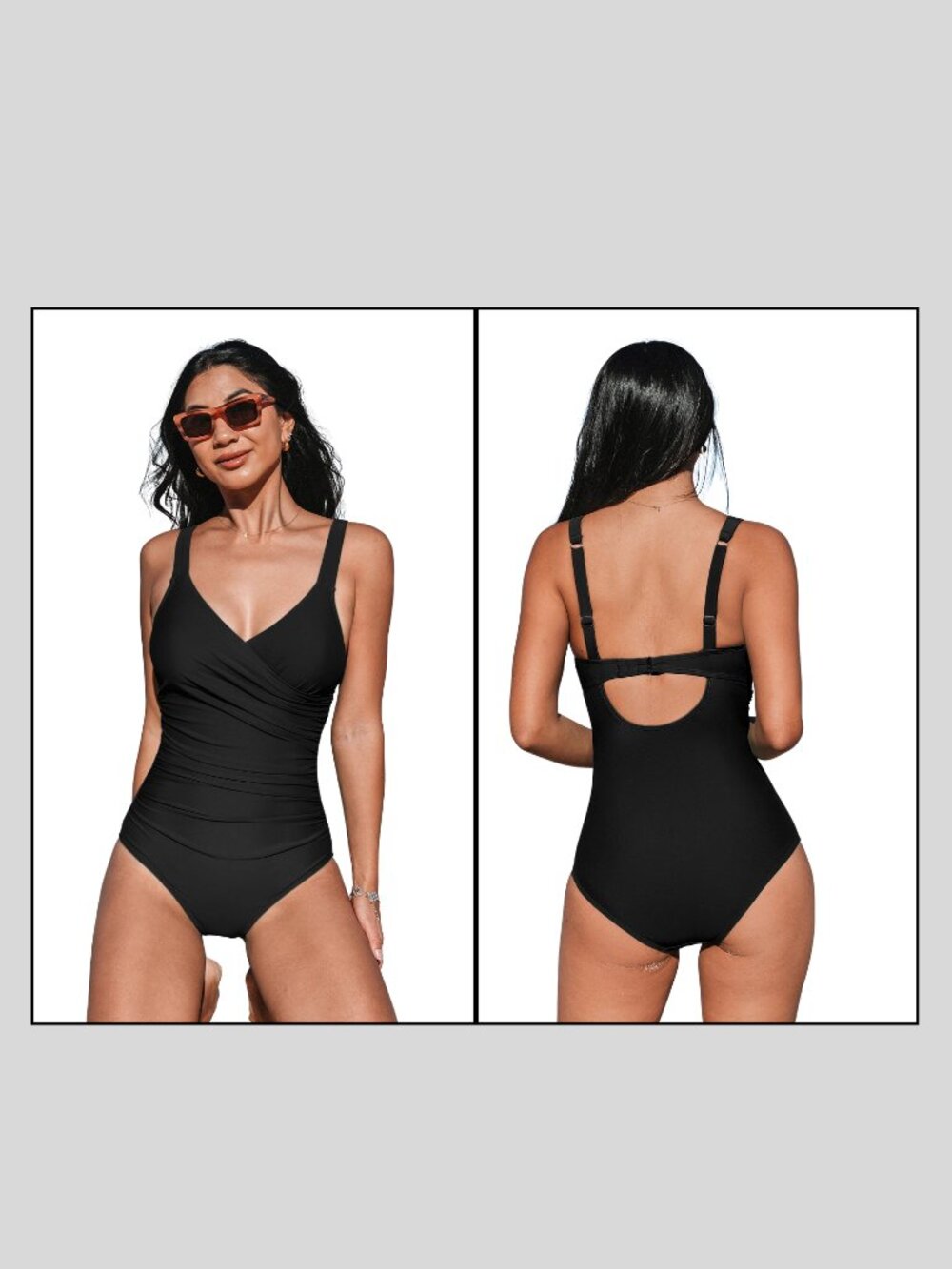 Cupshe Black Retro Tummy Control One-Piece Adjustable Tummy Control